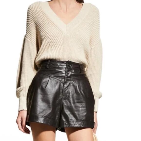 Ba&sh Leandro Leather shorts brown sz 6 - Picture 4 of 13